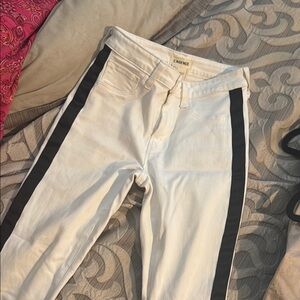 Women's White Jeans with Black Stripes